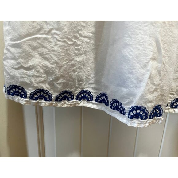 ModCloth White Dress with Blue Embroidery - 1X - Picture 4 of 12